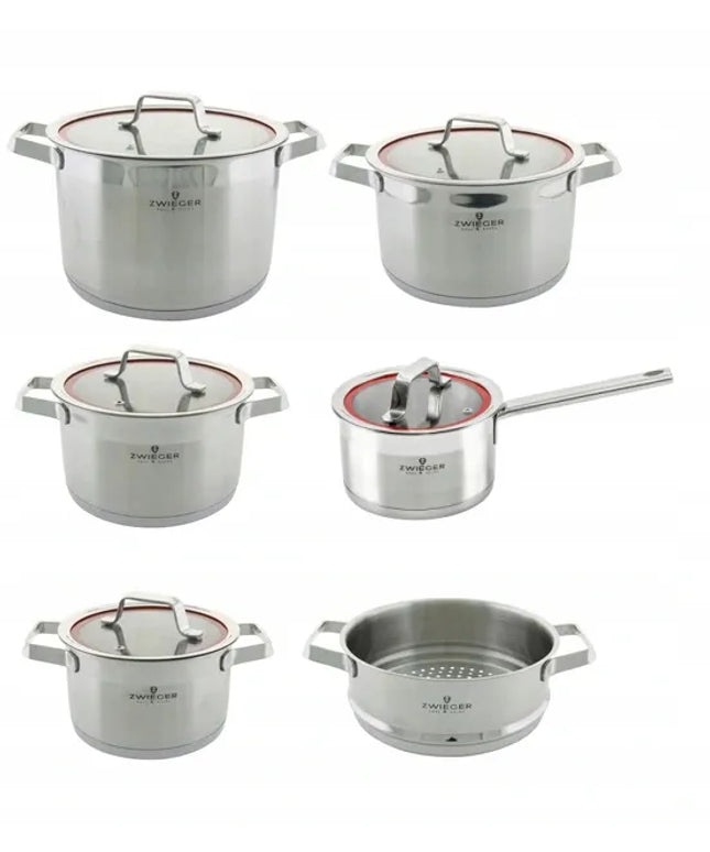 ZWIEGER KLASSIKER puodų rinkinys, 11 dalių, nerūdijantis plienas INOX, tinka dujinėms ir indukcinėms viryklėms