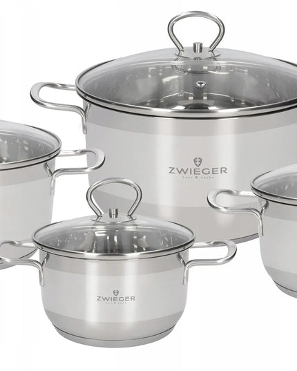 ZWIEGER LOVRO puodų rinkinys, 8 dalys, indukcija, dujos, nerūdijantis plienas, Inox