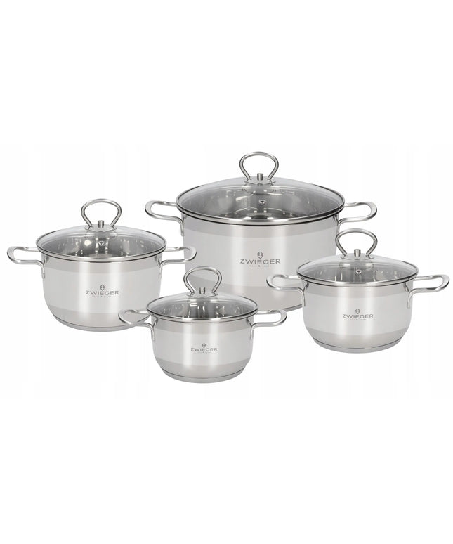 ZWIEGER LOVRO puodų rinkinys, 8 dalys, indukcija, dujos, nerūdijantis plienas, Inox