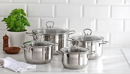 ZWIEGER LOVRO puodų rinkinys, 8 dalys, indukcija, dujos, nerūdijantis plienas, Inox
