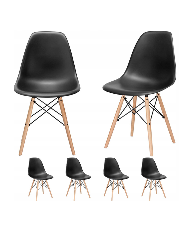 Virtuvės, svetainės kėdės, komplektas JUODOS, 4vnt.