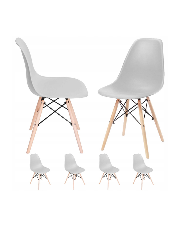 4x Kėdžių komplektas svetainei, virtuvei, PILKOS, 4vnt.