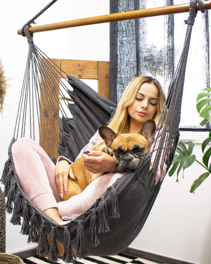 Pakabinamas sėdimas braziliškas hamakas NR.2 - Juodas