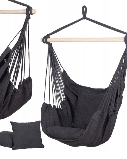 Pakabinamas sėdimas braziliškas hamakas NR.2 - Juodas