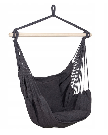 Pakabinamas sėdimas braziliškas hamakas NR.2 - Juodas