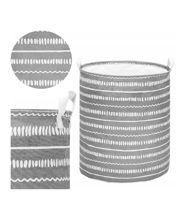 Skalbinių, žaislų krepšys, pilkas su baltais raštais, 80L