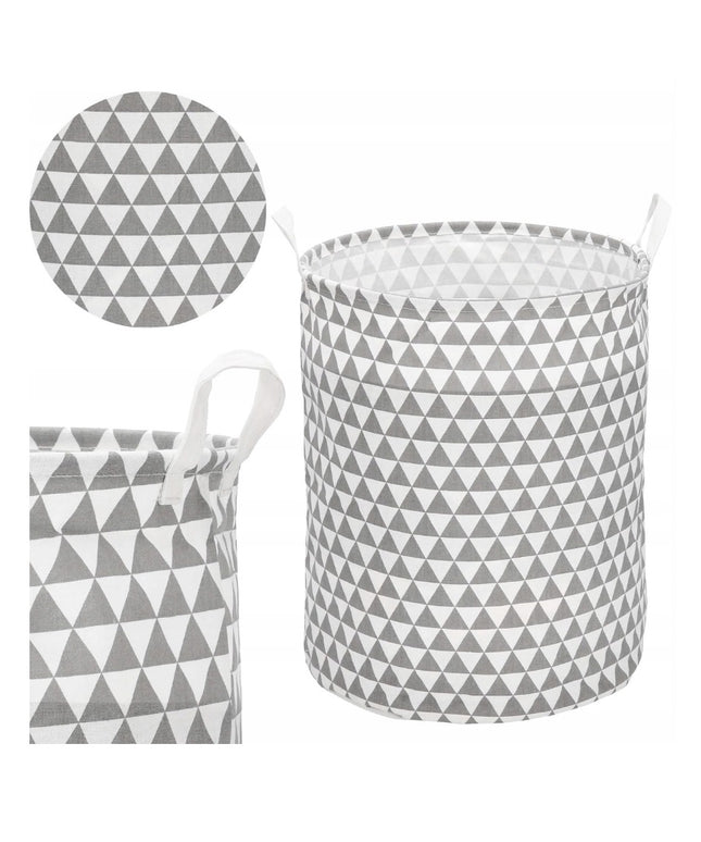 Skalbinių, žaislų krepšys su trikampiais ornamentais, 80L